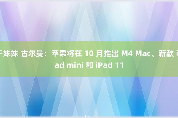 干妹妹 古尔曼：苹果将在 10 月推出 M4 Mac、新款 iPad mini 和 iPad 11