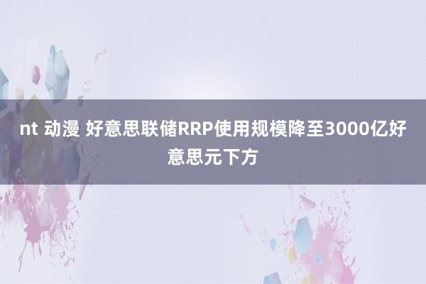 nt 动漫 好意思联储RRP使用规模降至3000亿好意思元下方