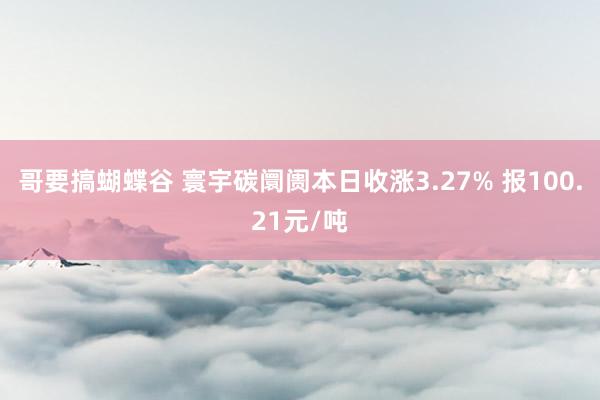 哥要搞蝴蝶谷 寰宇碳阛阓本日收涨3.27% 报100.21元/吨