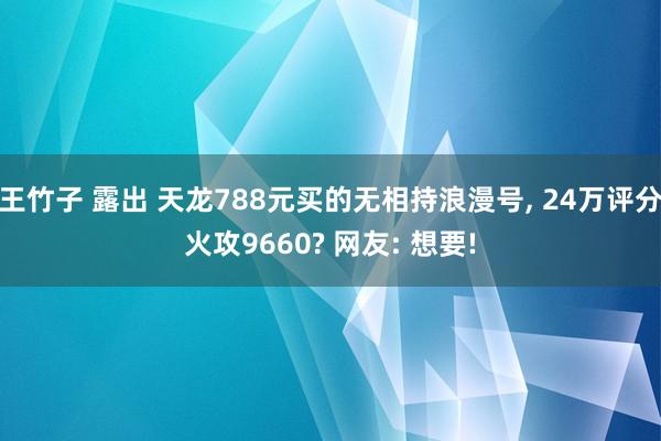 王竹子 露出 天龙788元买的无相持浪漫号， 24万评分火攻9660? 网友: 想要!