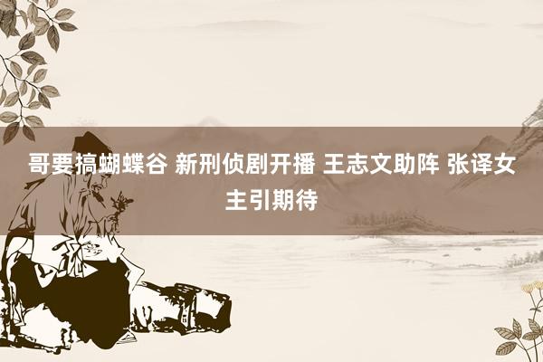 哥要搞蝴蝶谷 新刑侦剧开播 王志文助阵 张译女主引期待