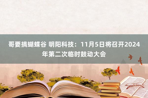 哥要搞蝴蝶谷 明阳科技：11月5日将召开2024年第二次临时鼓动大会