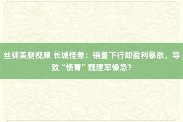 丝袜美腿视频 长城怪象：销量下行却盈利暴涨，导致“愤青”魏建军懆急？