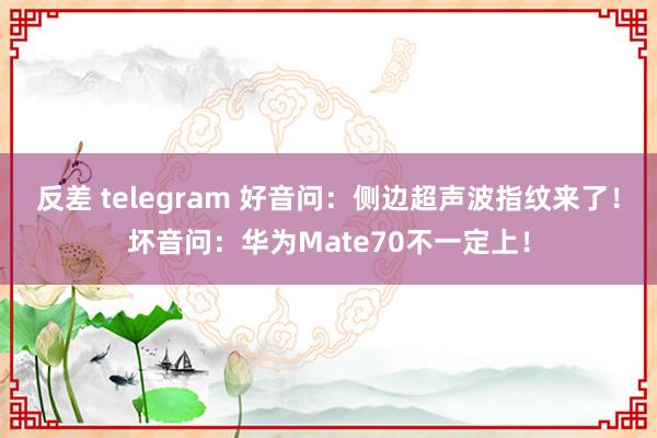 反差 telegram 好音问：侧边超声波指纹来了！坏音问：华为Mate70不一定上！