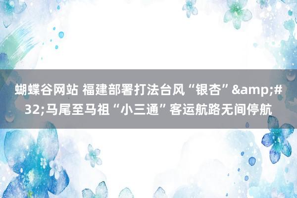 蝴蝶谷网站 福建部署打法台风“银杏”&#32;马尾至马祖“小三通”客运航路无间停航