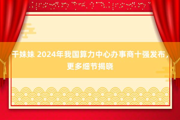 干妹妹 2024年我国算力中心办事商十强发布，更多细节揭晓