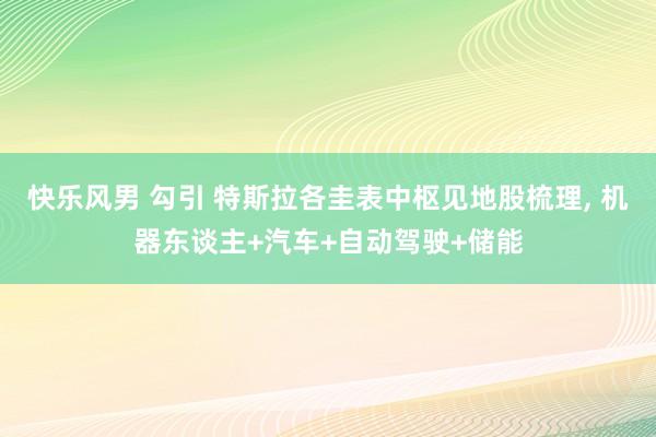 快乐风男 勾引 特斯拉各圭表中枢见地股梳理， 机器东谈主+汽车+自动驾驶+储能