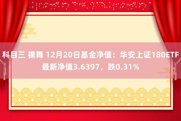 科目三 裸舞 12月20日基金净值：华安上证180ETF最新净值3.6397，跌0.31%