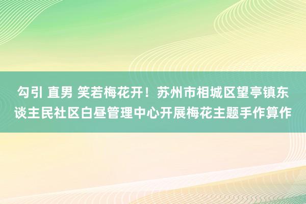 勾引 直男 笑若梅花开！苏州市相城区望亭镇东谈主民社区白昼管理中心开展梅花主题手作算作