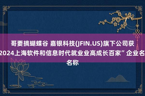 哥要搞蝴蝶谷 嘉银科技(JFIN.US)旗下公司获“2024上海软件和信息时代就业业高成长百家”企业名称