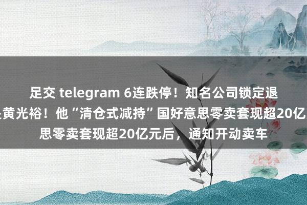 足交 telegram 6连跌停！知名公司锁定退市，实控东说念主是黄光裕！他“清仓式减持”国好意思零卖套现超20亿元后，通知开动卖车