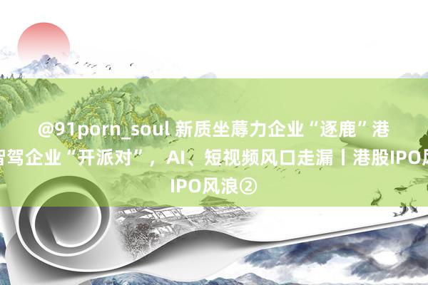 @91porn_soul 新质坐蓐力企业“逐鹿”港股：智驾企业“开派对”，AI、短视频风口走漏丨港股IPO风浪②