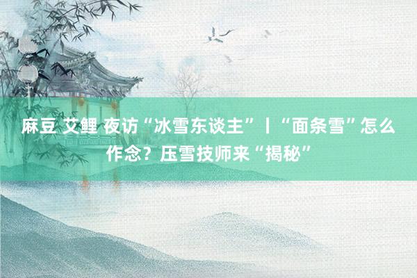 麻豆 艾鲤 夜访“冰雪东谈主”丨“面条雪”怎么作念？压雪技师来“揭秘”