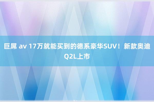 巨屌 av 17万就能买到的德系豪华SUV！新款奥迪Q2L上市