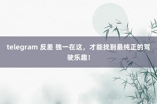 telegram 反差 独一在这，才能找到最纯正的驾驶乐趣！