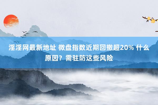 淫淫网最新地址 微盘指数近期回撤超20% 什么原因？需驻防这些风险