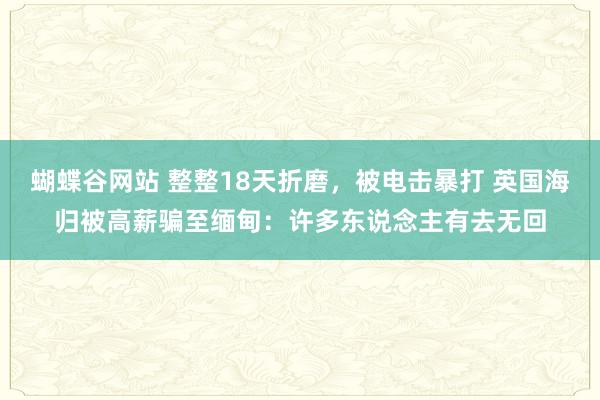 蝴蝶谷网站 整整18天折磨，被电击暴打 英国海归被高薪骗至缅甸：许多东说念主有去无回